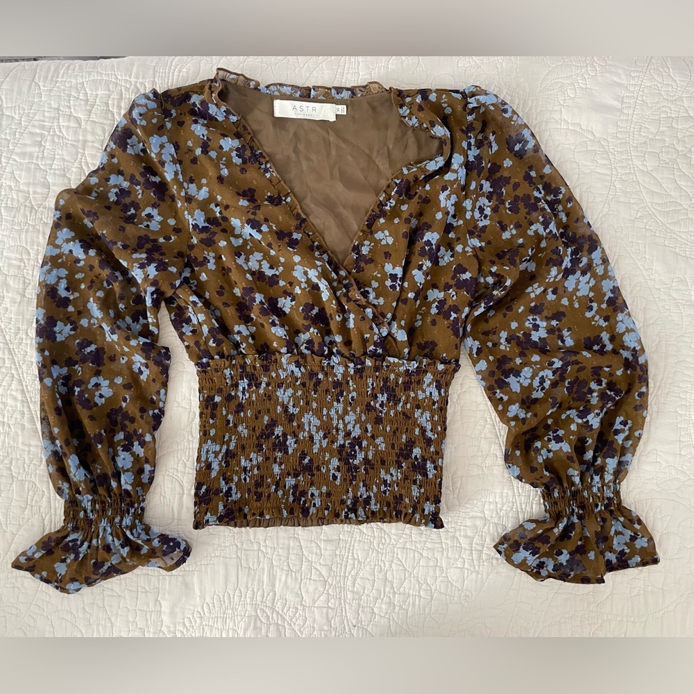 Astr Floral Blouse - Brown and Blue